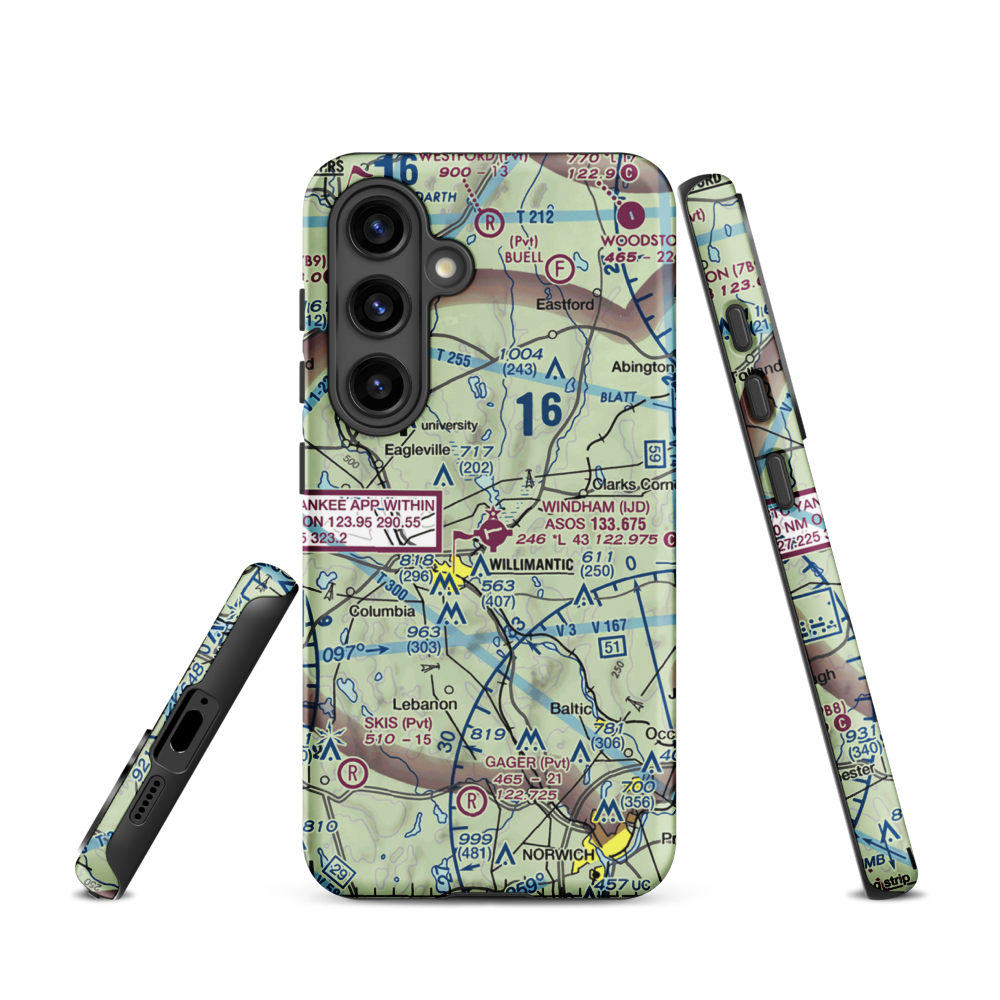 Windham Airport (IJD) VFR Sectional Samsung Phone Case Samsung Galaxy S24 model shown