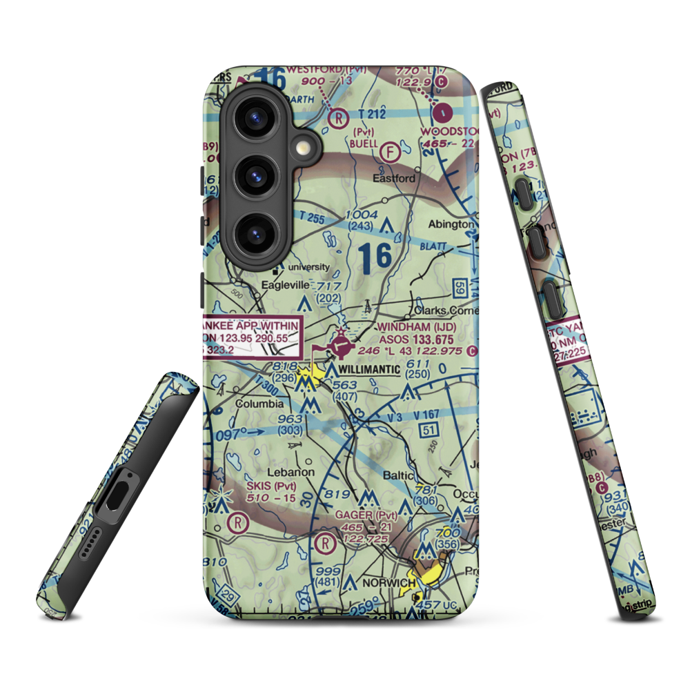 Windham Airport (IJD) VFR Sectional Samsung Phone Case Samsung Galaxy S24 Plus model shown