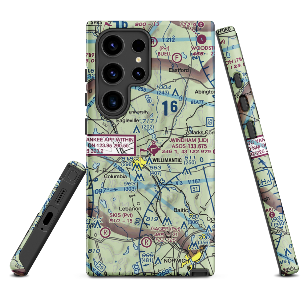 Windham Airport (IJD) VFR Sectional Samsung Phone Case Samsung Galaxy S24 Ultra model shown