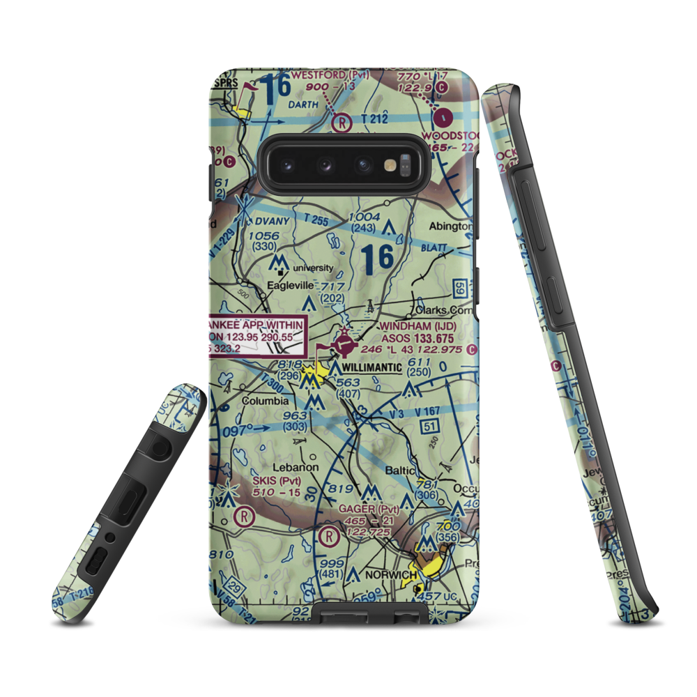 Windham Airport (IJD) VFR Sectional Samsung Phone Case Samsung Galaxy S10 Plus model shown