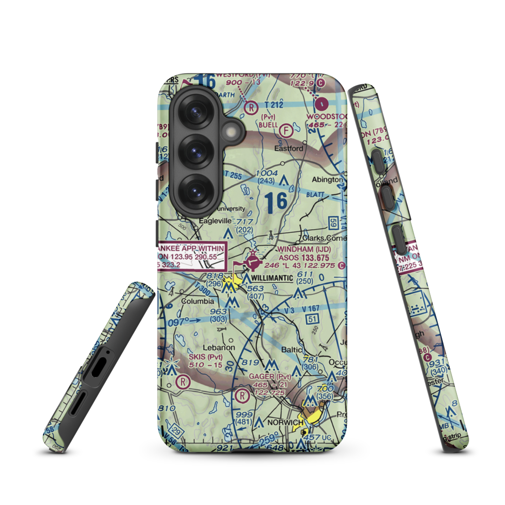 Windham Airport (IJD) VFR Sectional Samsung Phone Case Samsung Galaxy S25 model shown