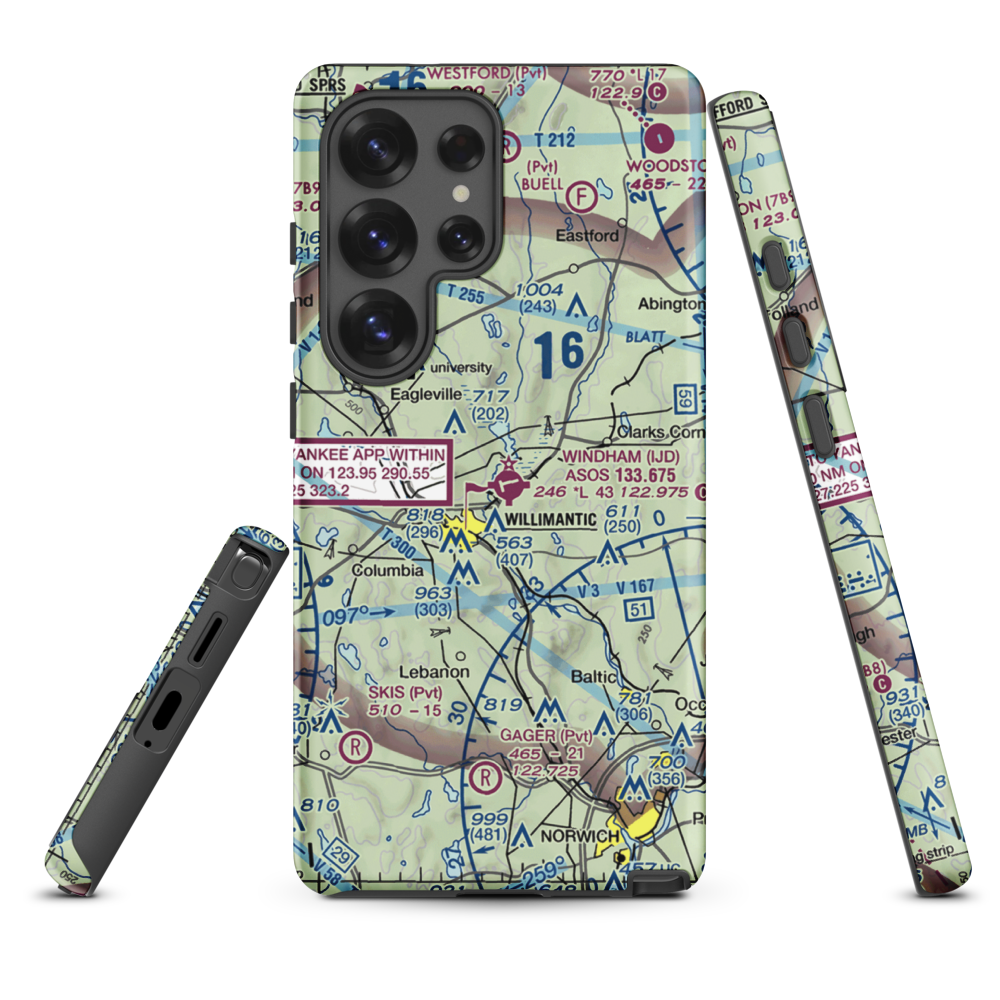 Windham Airport (IJD) VFR Sectional Samsung Phone Case Samsung Galaxy S25 Ultra model shown