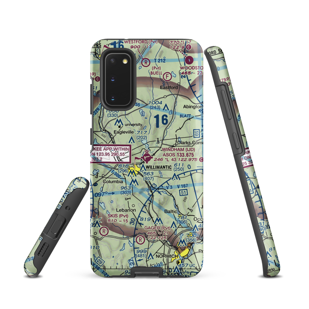 Windham Airport (IJD) VFR Sectional Samsung Phone Case Samsung Galaxy S20 model shown