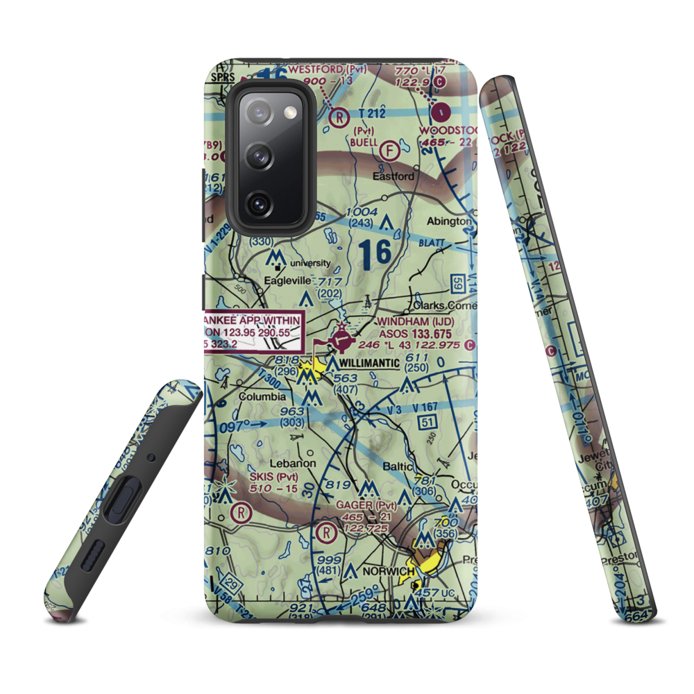 Windham Airport (IJD) VFR Sectional Samsung Phone Case Samsung Galaxy S20 FE model shown
