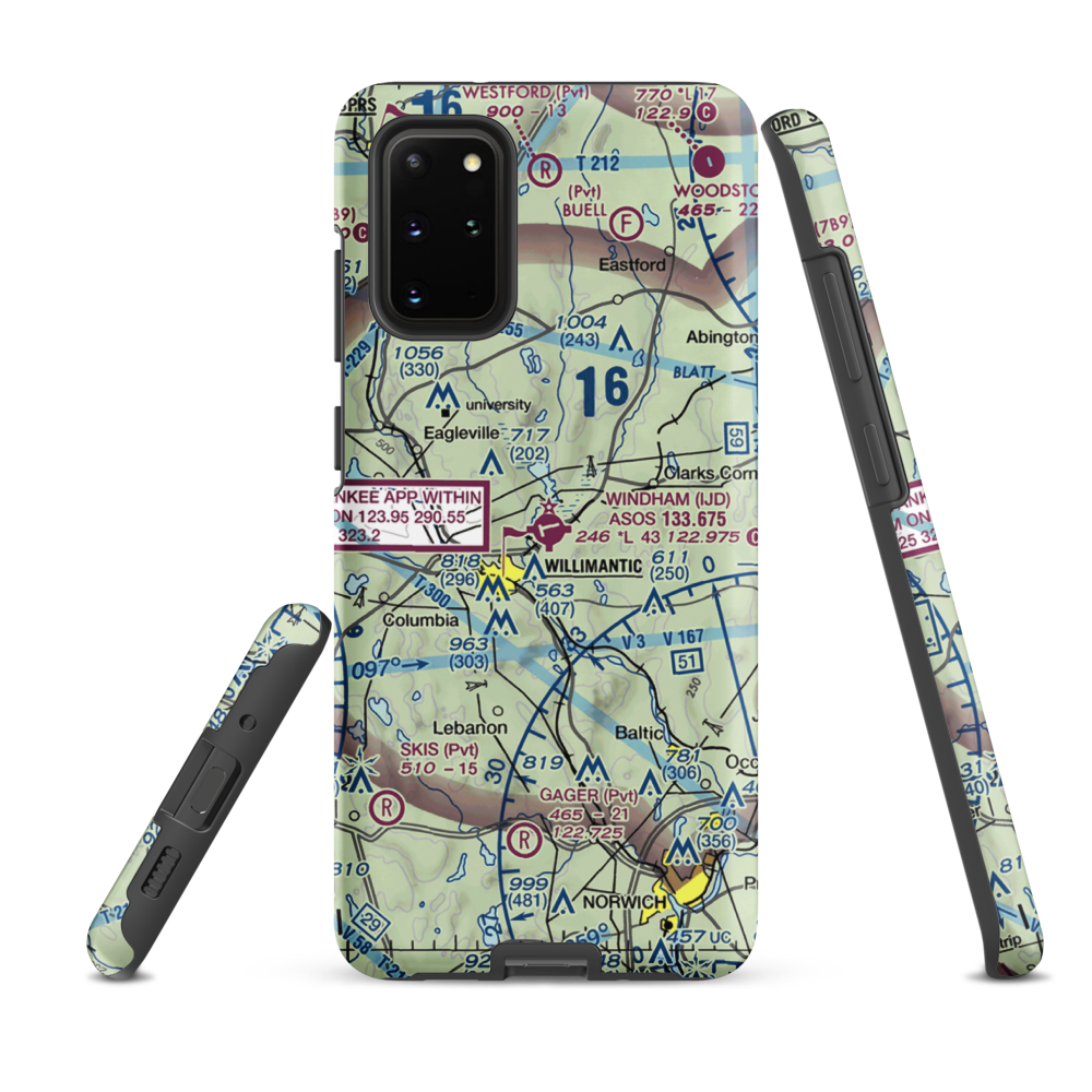 Windham Airport (IJD) VFR Sectional Samsung Phone Case Samsung Galaxy S20 Plus model shown