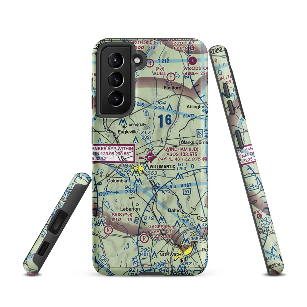 Windham Airport (IJD) VFR Sectional Samsung Phone Case Samsung Galaxy S21 model shown