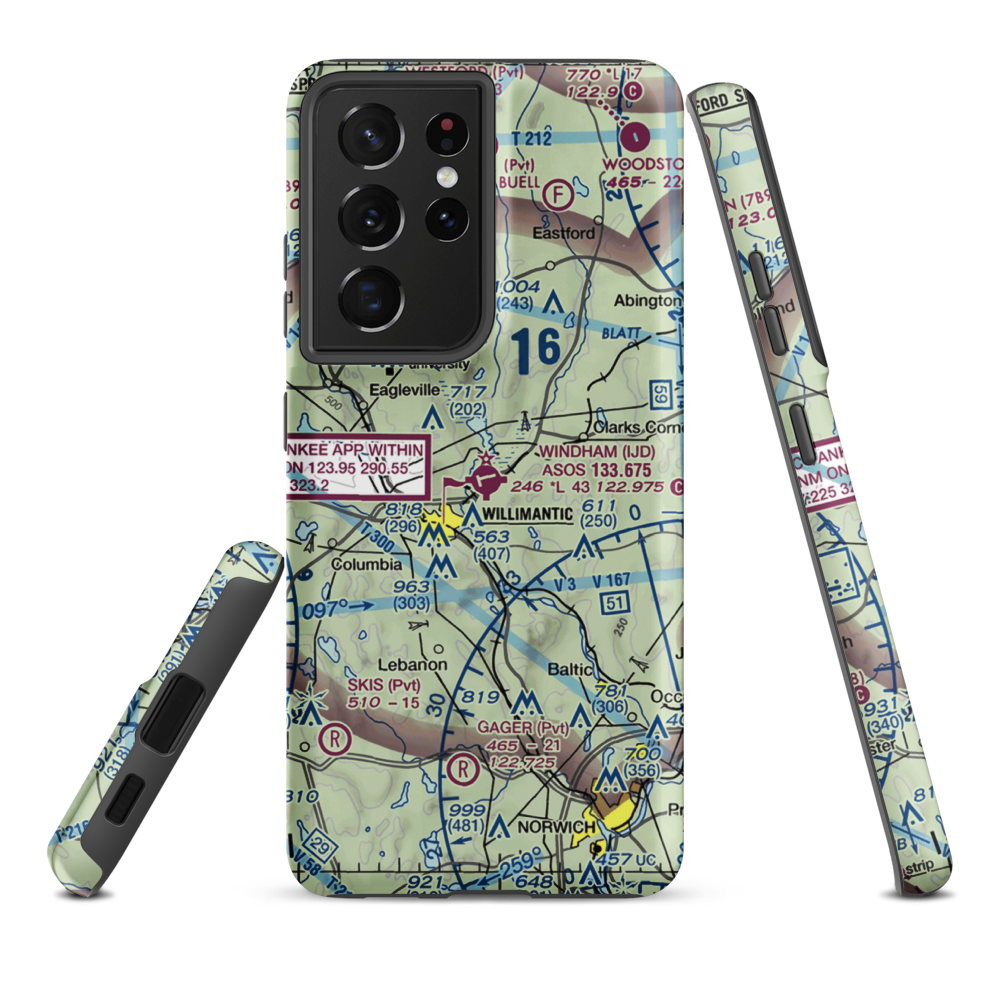 Windham Airport (IJD) VFR Sectional Samsung Phone Case Samsung Galaxy S21 Plus model shown