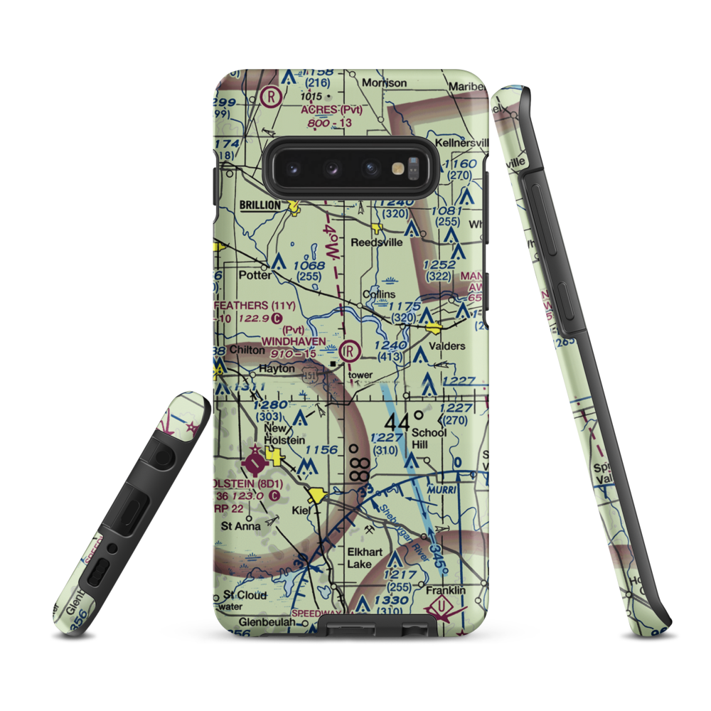 Windhaven Airport (72WI) VFR Sectional Samsung Phone Case Samsung Galaxy S10 Plus model shown