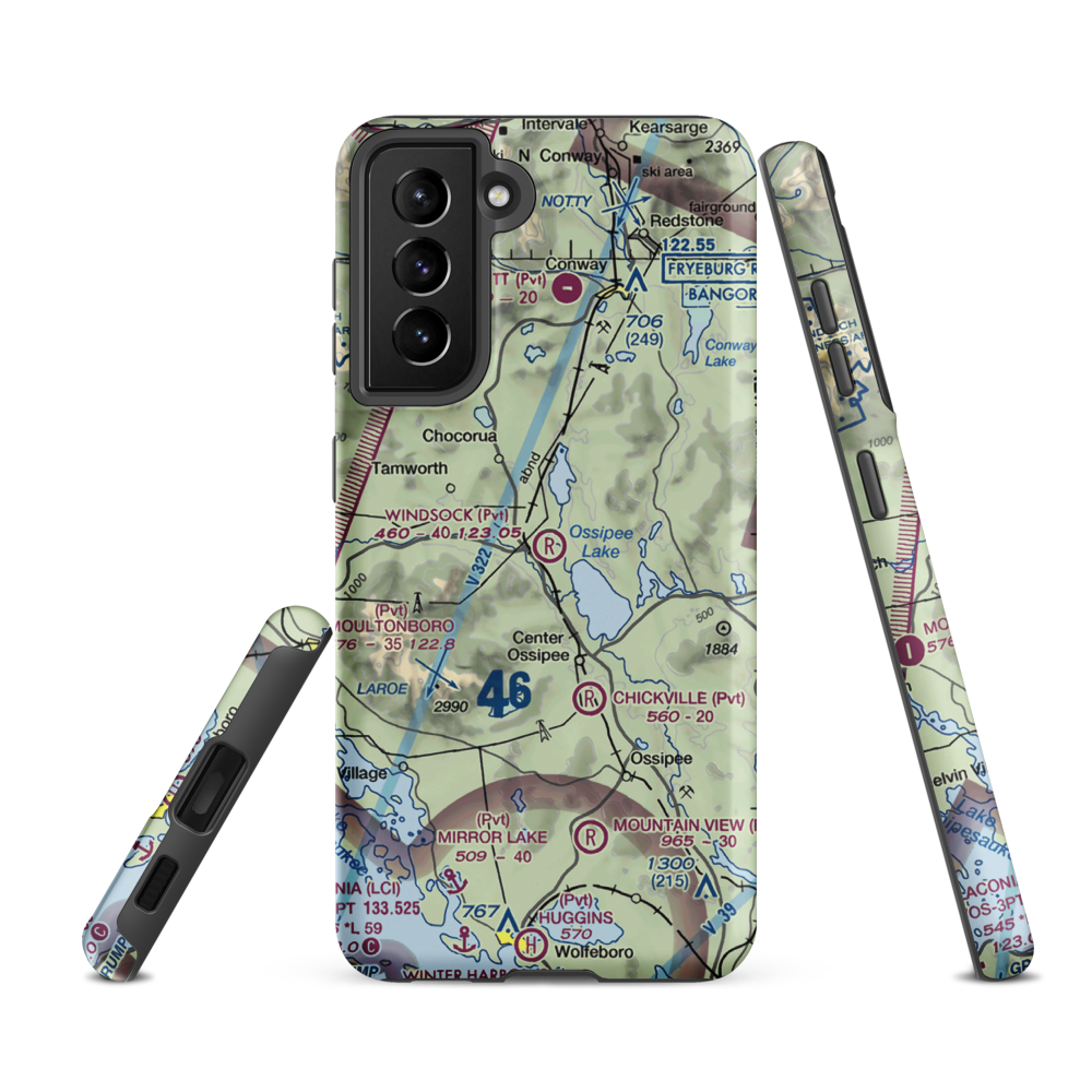 Windsock Village Airport (NH69) VFR Sectional Samsung Phone Case Samsung Galaxy S21 FE model shown