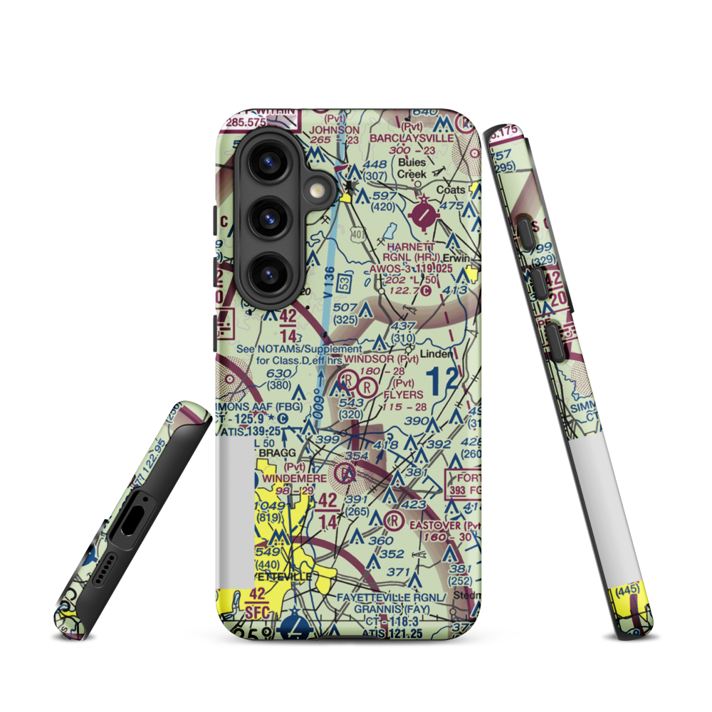 Windsor Farms Airport (4NC3) VFR Sectional Samsung Phone Case Samsung Galaxy S24 model shown