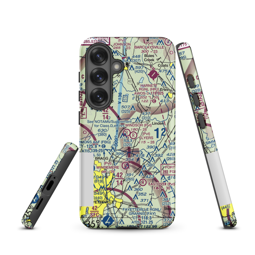Windsor Farms Airport (4NC3) VFR Sectional Samsung Phone Case Samsung Galaxy S25 model shown