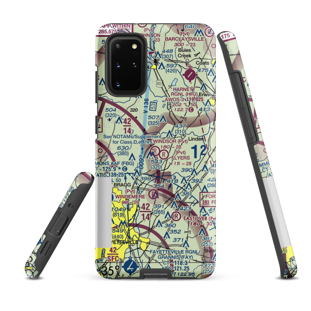 Windsor Farms Airport (4NC3) VFR Sectional Samsung Phone Case Samsung Galaxy S20 Plus model shown
