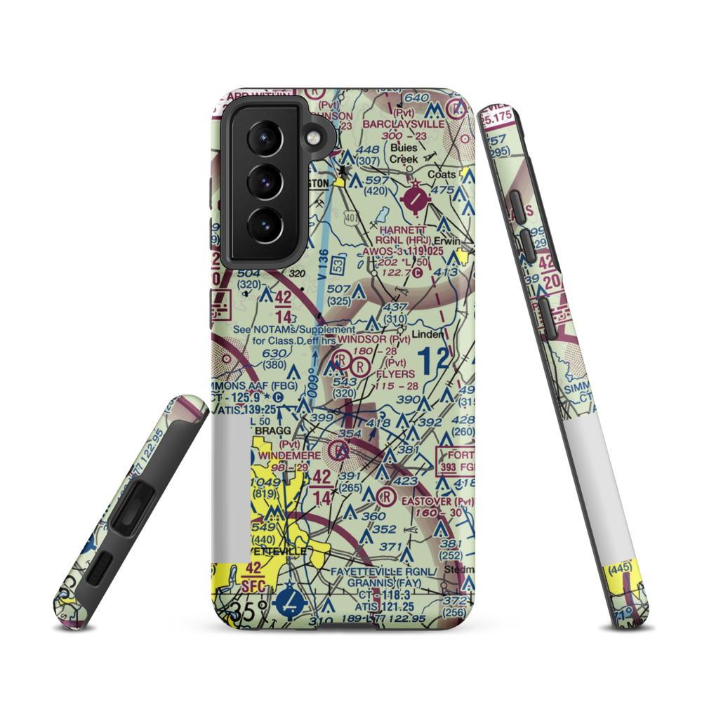 Windsor Farms Airport (4NC3) VFR Sectional Samsung Phone Case Samsung Galaxy S21 model shown