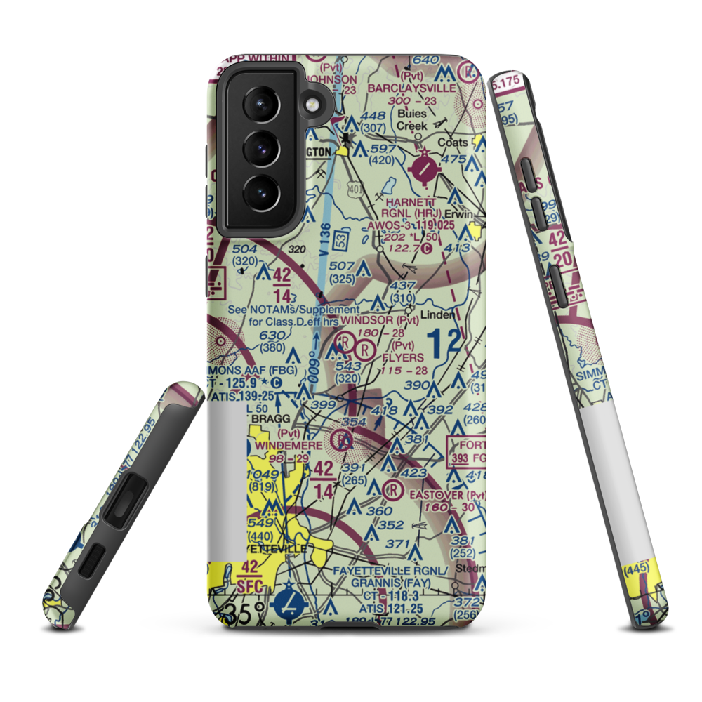 Windsor Farms Airport (4NC3) VFR Sectional Samsung Phone Case Samsung Galaxy S21 FE model shown
