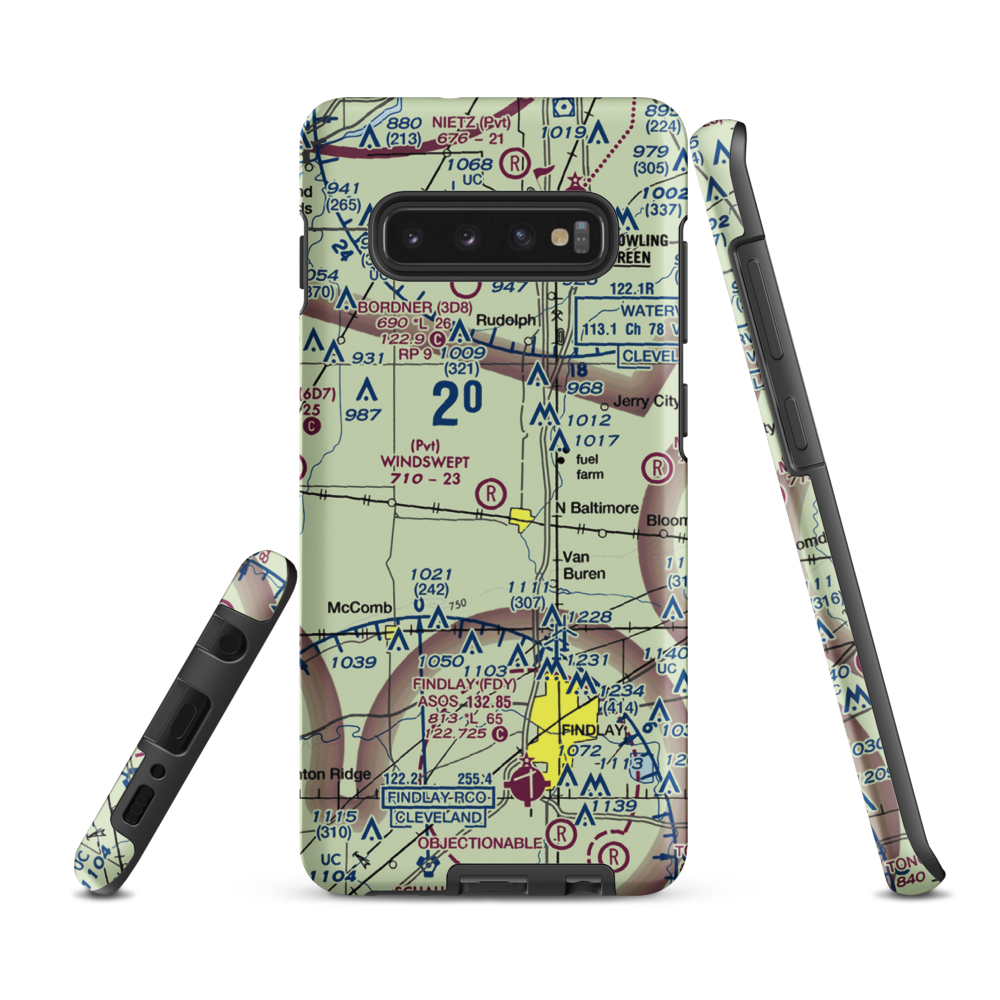Windswept Airport (43OI) VFR Sectional Samsung Phone Case Samsung Galaxy S10 Plus model shown