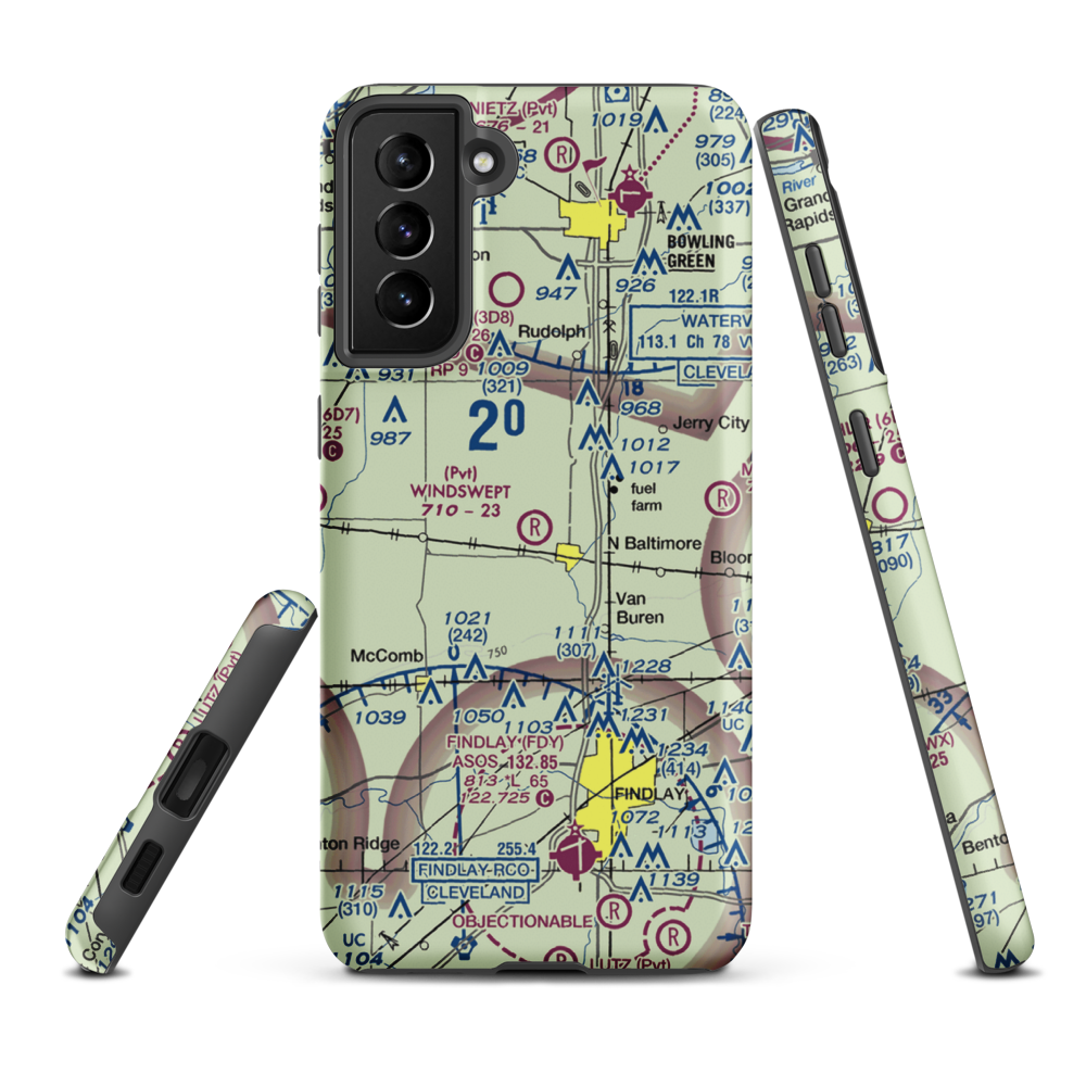 Windswept Airport (43OI) VFR Sectional Samsung Phone Case Samsung Galaxy S21 Plus model shown