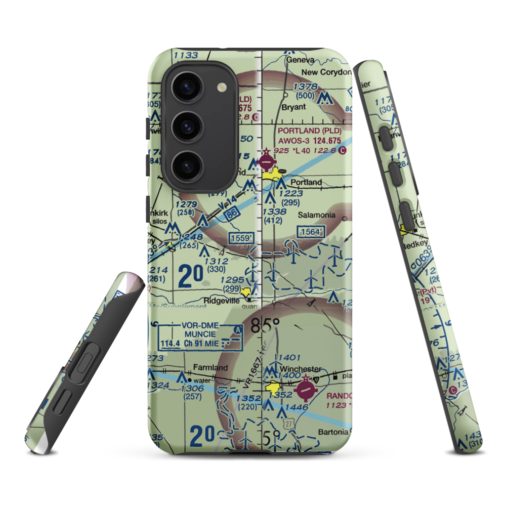 Windy P Ridge Airport (34IN) VFR Sectional Samsung Phone Case Samsung Galaxy S23 Plus model shown