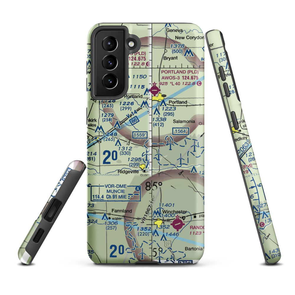 Windy P Ridge Airport (34IN) VFR Sectional Samsung Phone Case Samsung Galaxy S21 Plus model shown