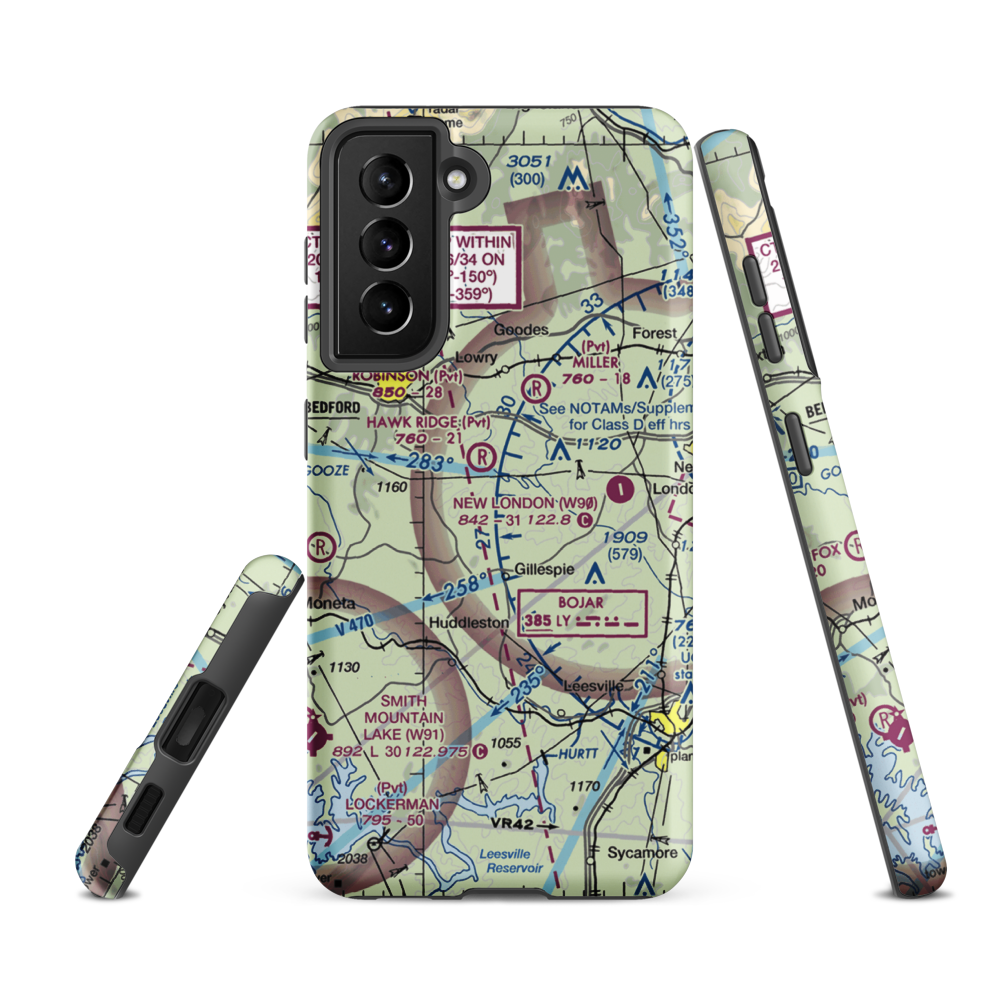 Windy Ridge Airport (VG27) VFR Sectional Samsung Phone Case Samsung Galaxy S21 FE model shown