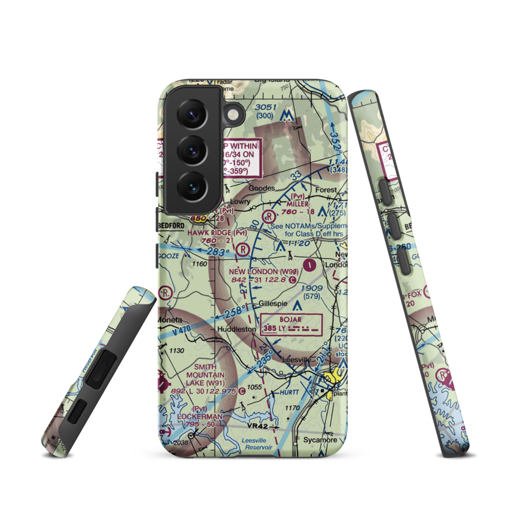 Windy Ridge Airport (VG27) VFR Sectional Samsung Phone Case Samsung Galaxy S22 model shown