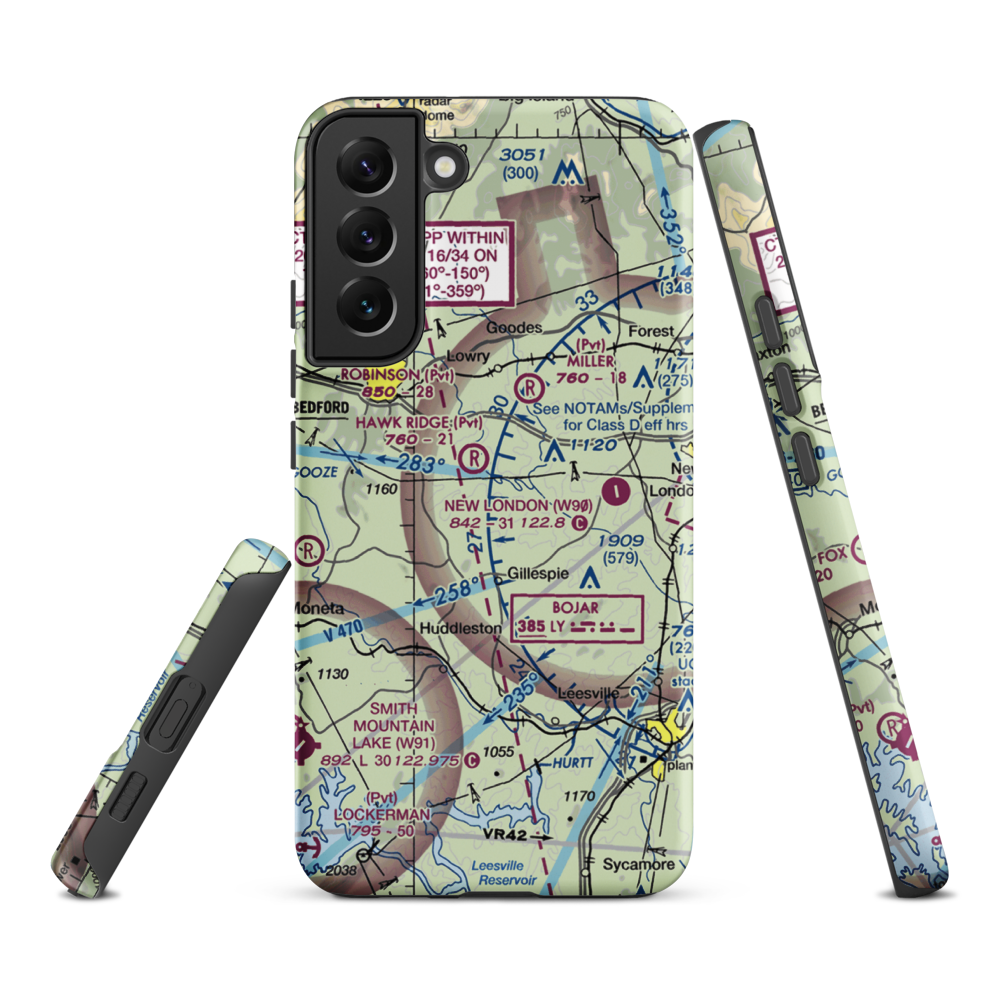 Windy Ridge Airport (VG27) VFR Sectional Samsung Phone Case Samsung Galaxy S22 Plus model shown