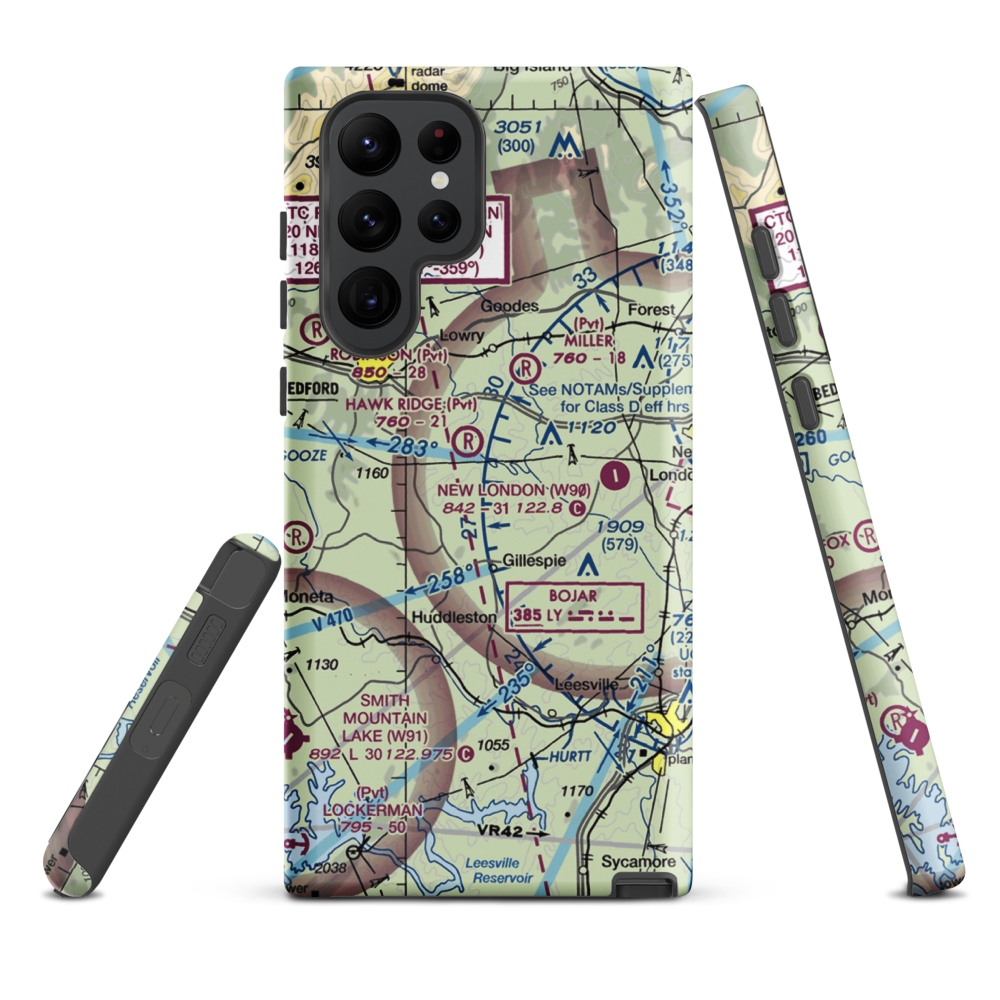 Windy Ridge Airport (VG27) VFR Sectional Samsung Phone Case Samsung Galaxy S22 Ultra model shown