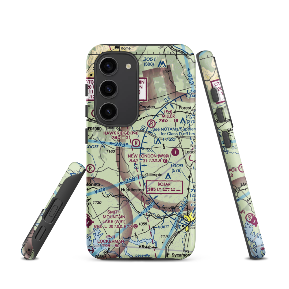 Windy Ridge Airport (VG27) VFR Sectional Samsung Phone Case Samsung Galaxy S23 model shown
