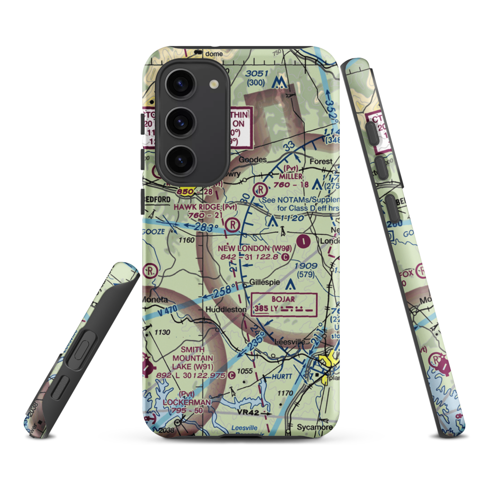 Windy Ridge Airport (VG27) VFR Sectional Samsung Phone Case Samsung Galaxy S23 Plus model shown