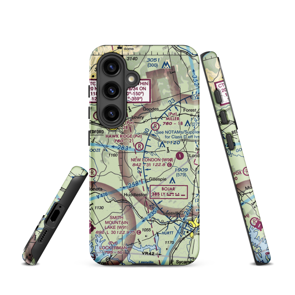 Windy Ridge Airport (VG27) VFR Sectional Samsung Phone Case Samsung Galaxy S24 model shown