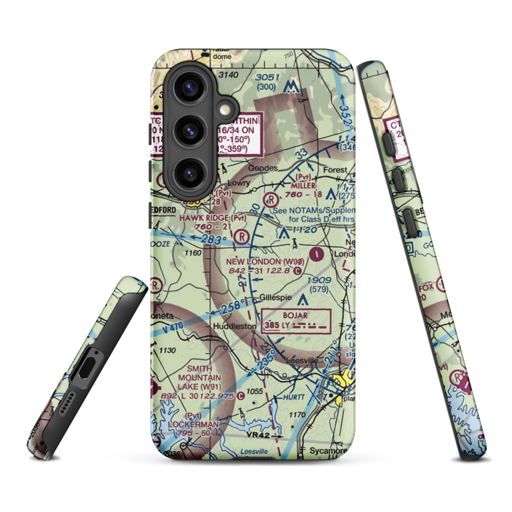 Windy Ridge Airport (VG27) VFR Sectional Samsung Phone Case Samsung Galaxy S24 Plus model shown