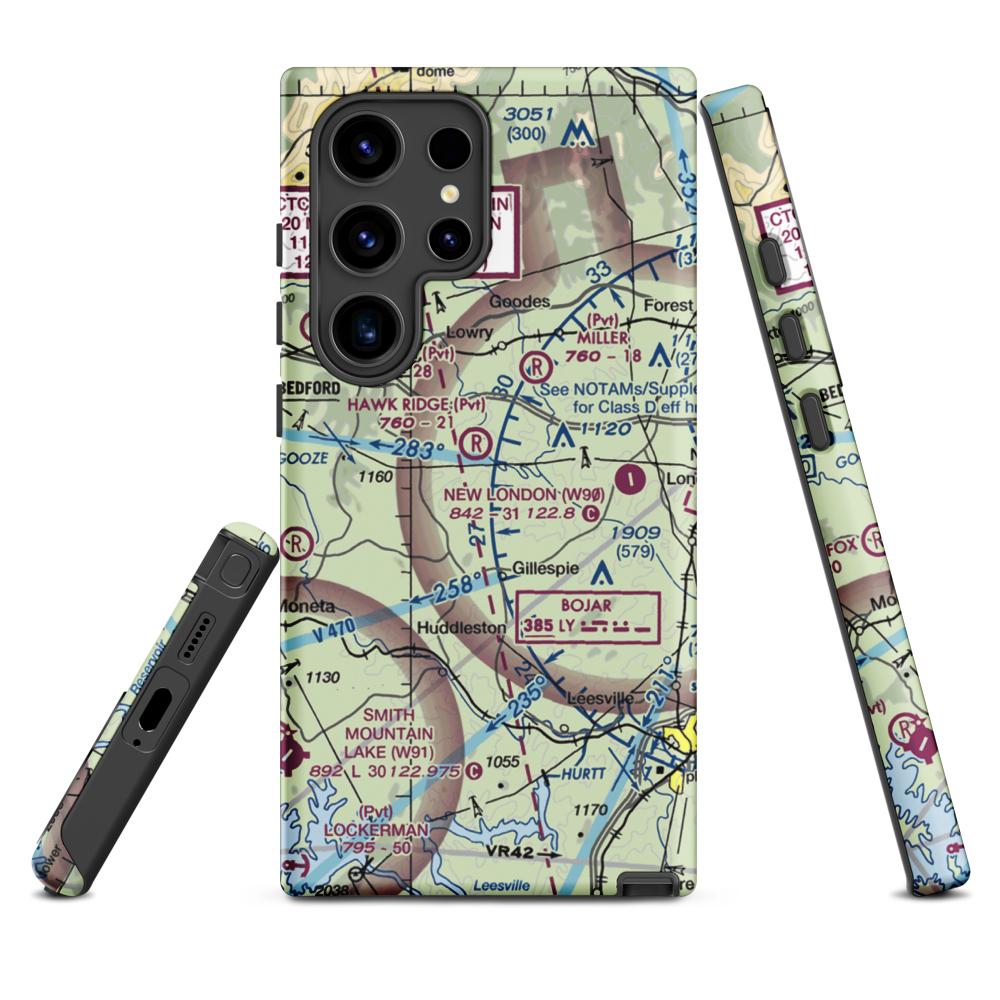 Windy Ridge Airport (VG27) VFR Sectional Samsung Phone Case Samsung Galaxy S24 Ultra model shown