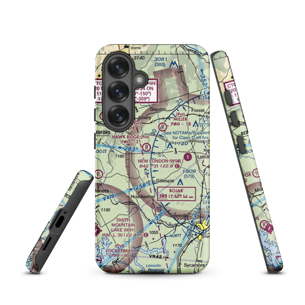 Windy Ridge Airport (VG27) VFR Sectional Samsung Phone Case Samsung Galaxy S25 model shown