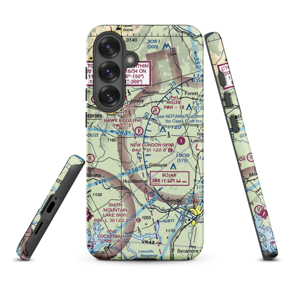 Windy Ridge Airport (VG27) VFR Sectional Samsung Phone Case Samsung Galaxy S25 Plus model shown