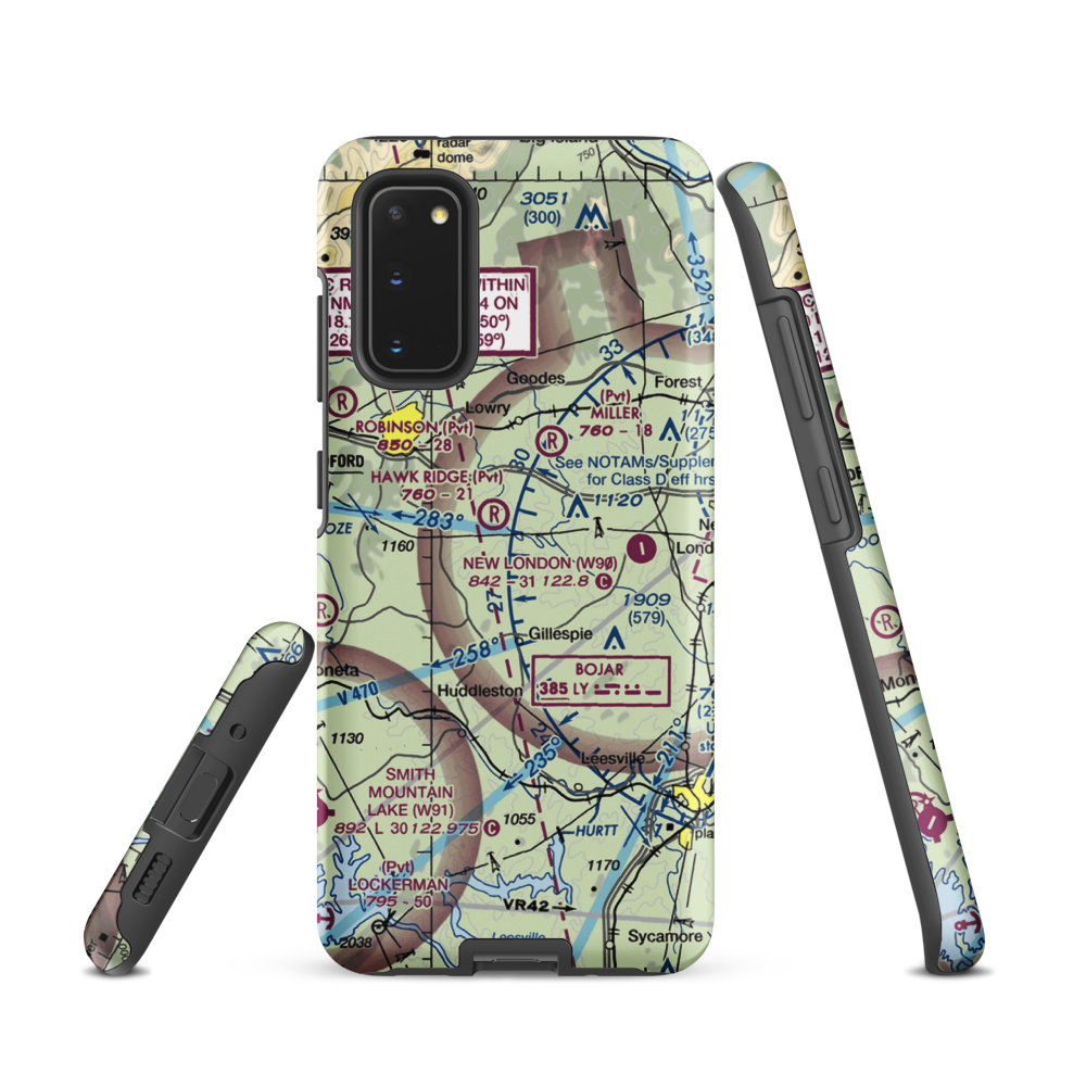 Windy Ridge Airport (VG27) VFR Sectional Samsung Phone Case Samsung Galaxy S20 model shown