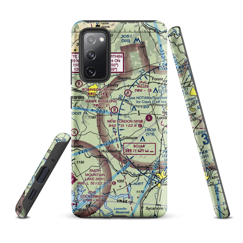 Windy Ridge Airport (VG27) VFR Sectional Samsung Phone Case Samsung Galaxy S20 FE model shown