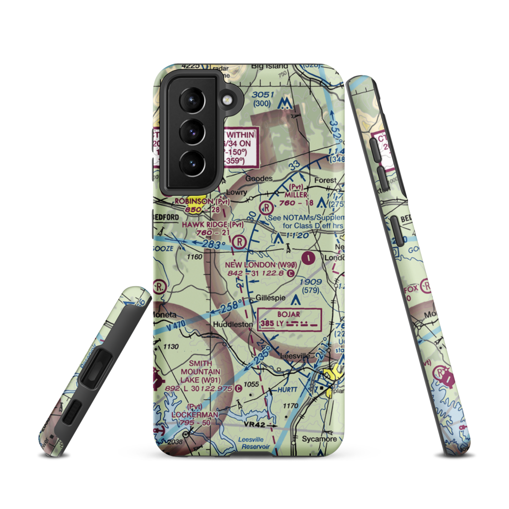 Windy Ridge Airport (VG27) VFR Sectional Samsung Phone Case Samsung Galaxy S21 model shown