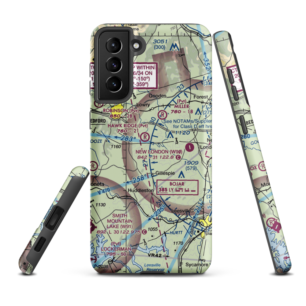 Windy Ridge Airport (VG27) VFR Sectional Samsung Phone Case Samsung Galaxy S21 Plus model shown