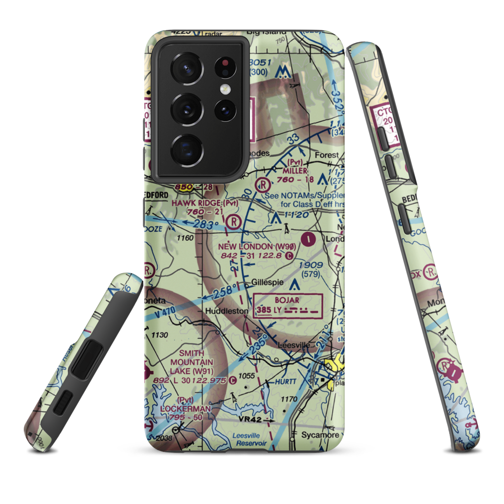 Windy Ridge Airport (VG27) VFR Sectional Samsung Phone Case Samsung Galaxy S21 Ultra model shown