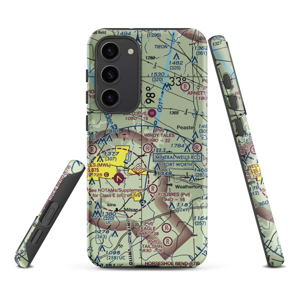 Windy Tales Airport (TX34) VFR Sectional Samsung Phone Case Samsung Galaxy S23 Plus model shown