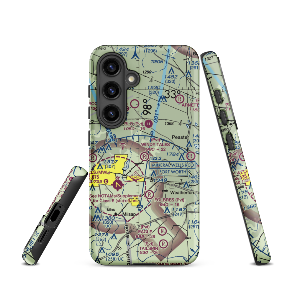 Windy Tales Airport (TX34) VFR Sectional Samsung Phone Case Samsung Galaxy S24 model shown