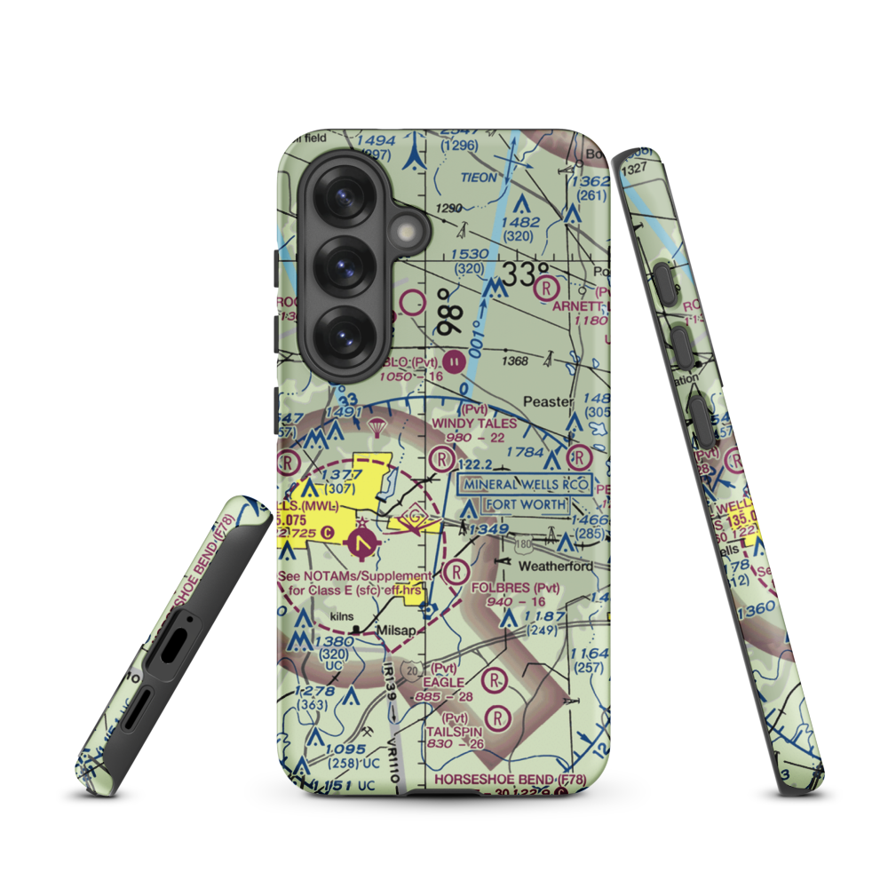 Windy Tales Airport (TX34) VFR Sectional Samsung Phone Case Samsung Galaxy S25 model shown