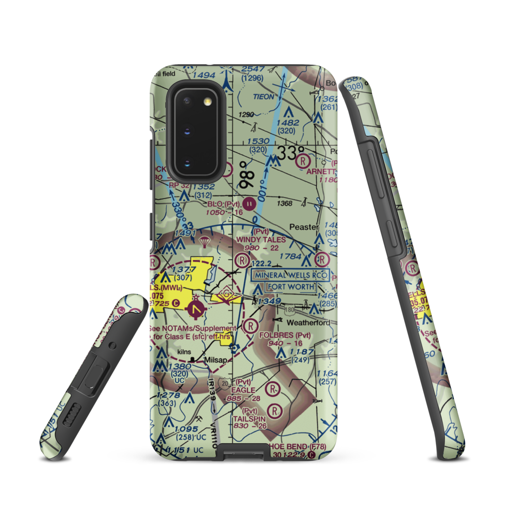 Windy Tales Airport (TX34) VFR Sectional Samsung Phone Case Samsung Galaxy S20 model shown
