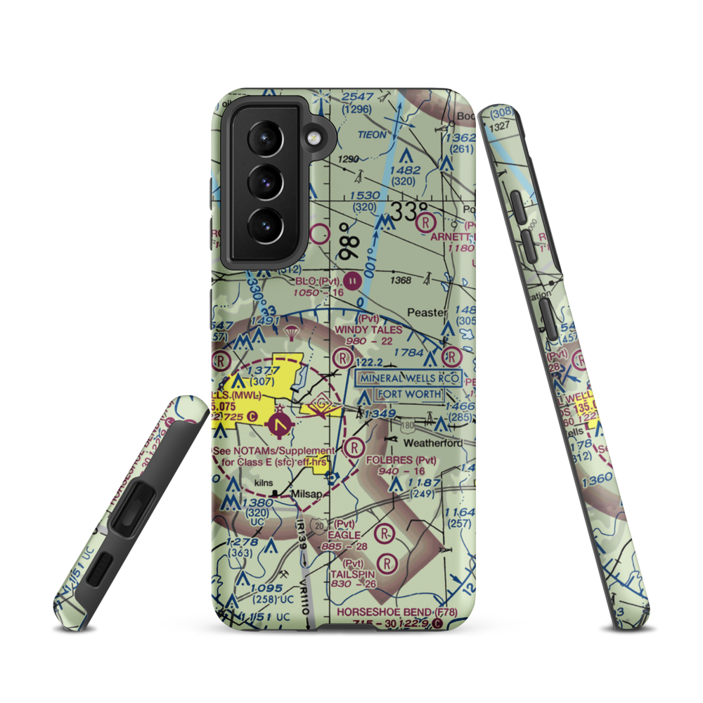 Windy Tales Airport (TX34) VFR Sectional Samsung Phone Case Samsung Galaxy S21 model shown