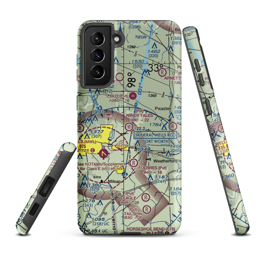 Windy Tales Airport (TX34) VFR Sectional Samsung Phone Case Samsung Galaxy S21 FE model shown