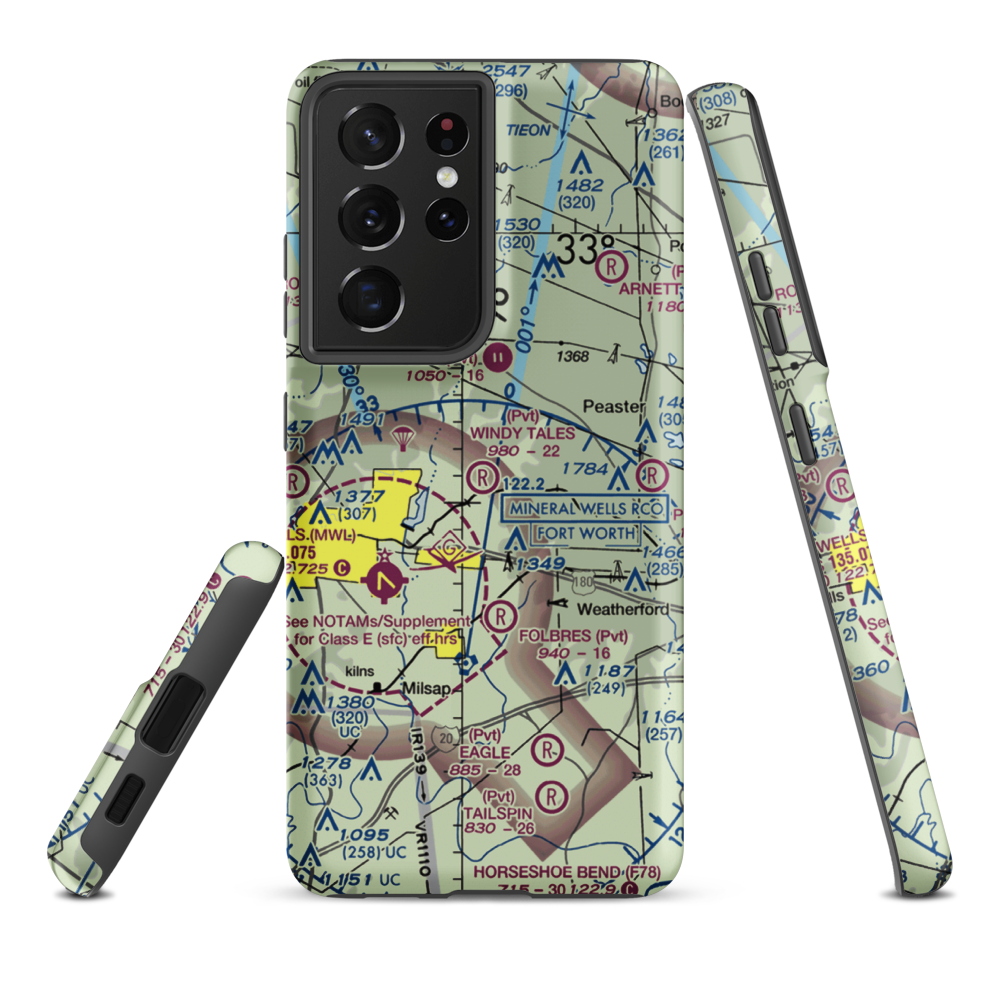 Windy Tales Airport (TX34) VFR Sectional Samsung Phone Case Samsung Galaxy S21 Plus model shown