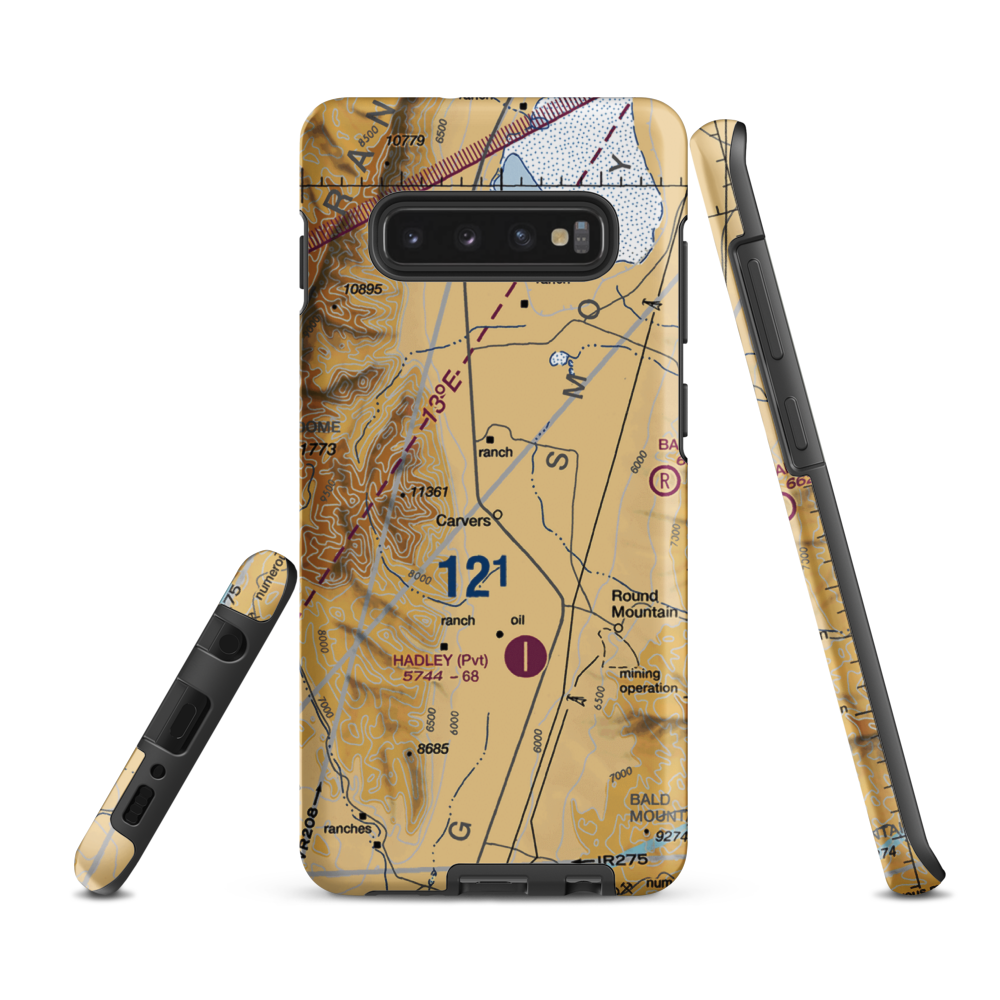 Wine Glass Ranch Airport (NV56) VFR Sectional Samsung Phone Case Samsung Galaxy S10 Plus model shown