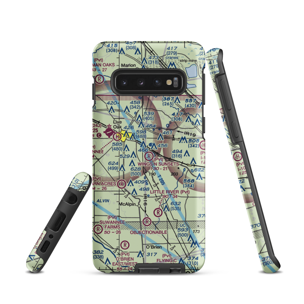 Wings N Sunsets LLC Airport (FL07) VFR Sectional Samsung Phone Case Samsung Galaxy S10 model shown
