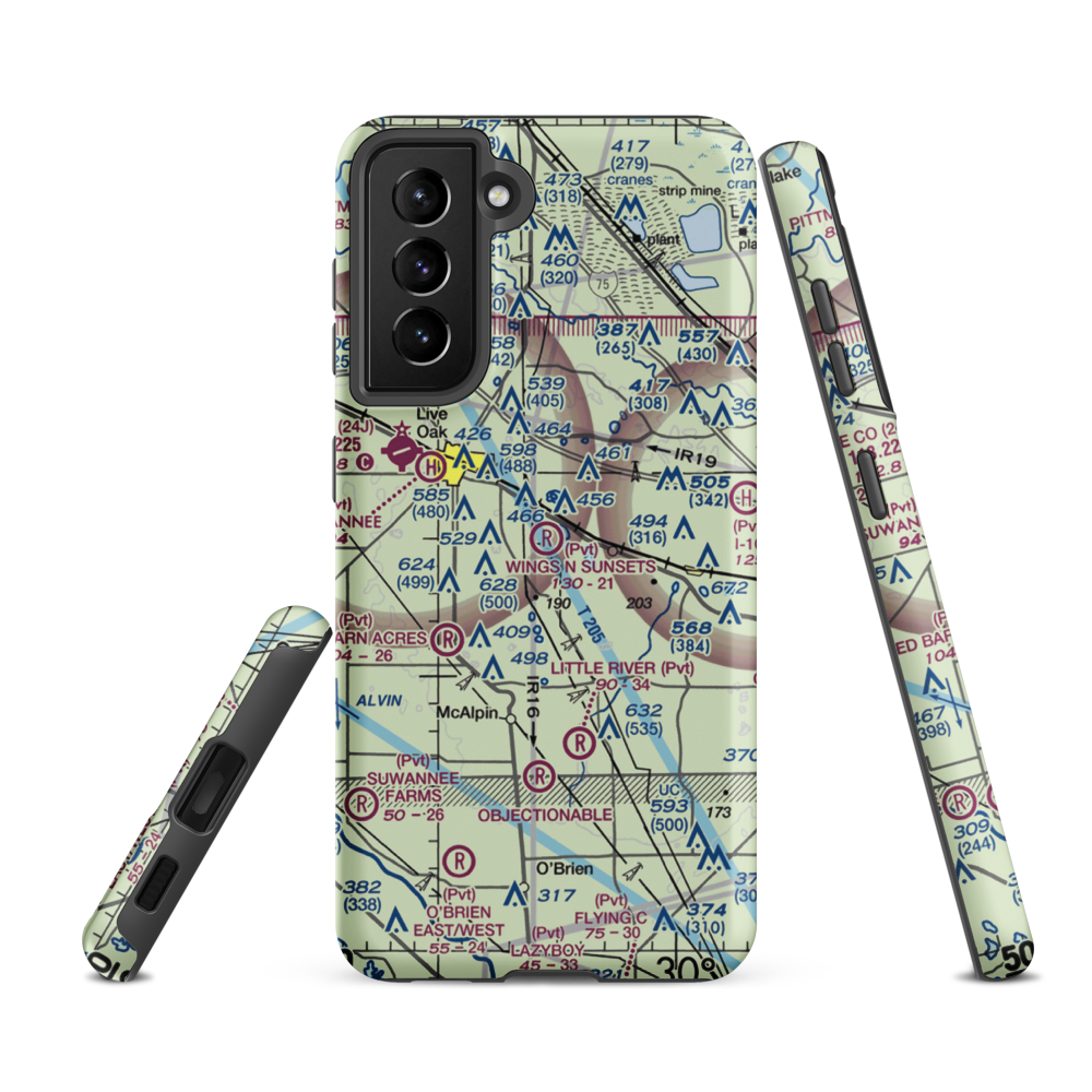 Wings N Sunsets LLC Airport (FL07) VFR Sectional Samsung Phone Case Samsung Galaxy S21 FE model shown