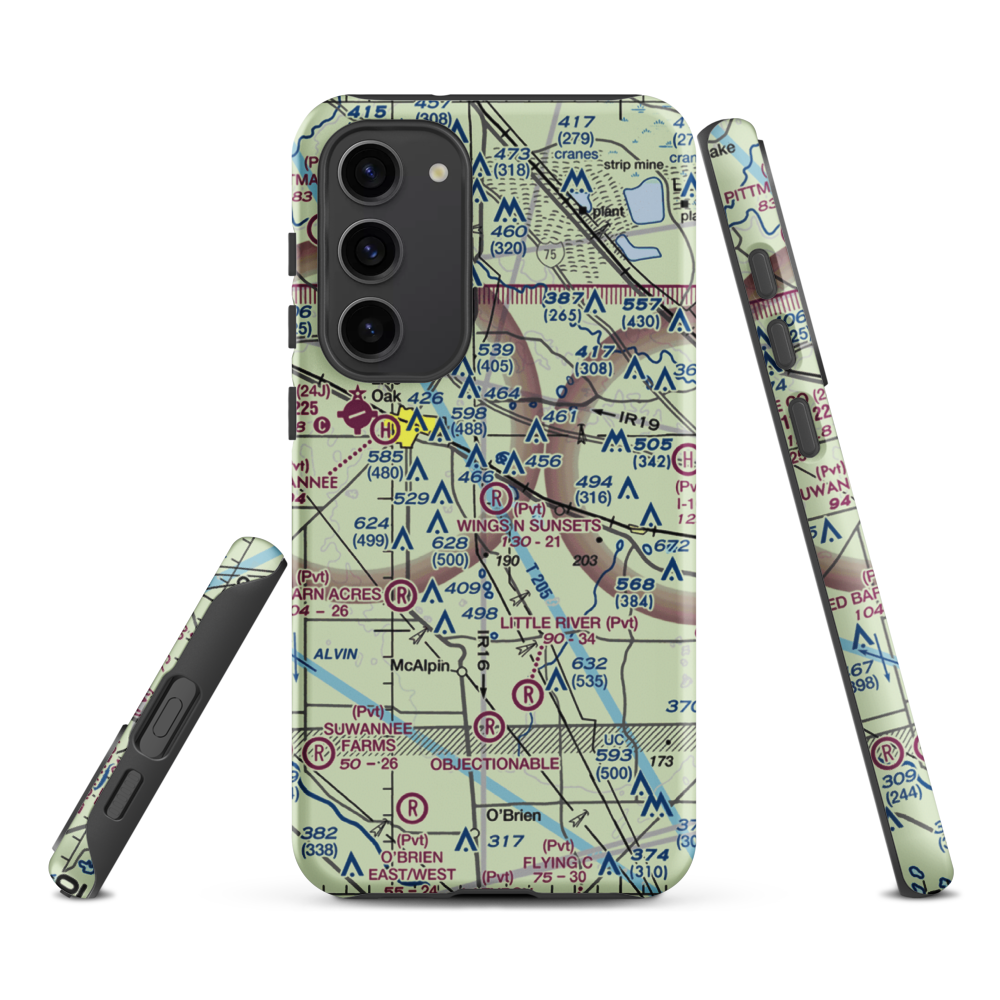 Wings N Sunsets LLC Airport (FL07) VFR Sectional Samsung Phone Case Samsung Galaxy S23 Plus model shown