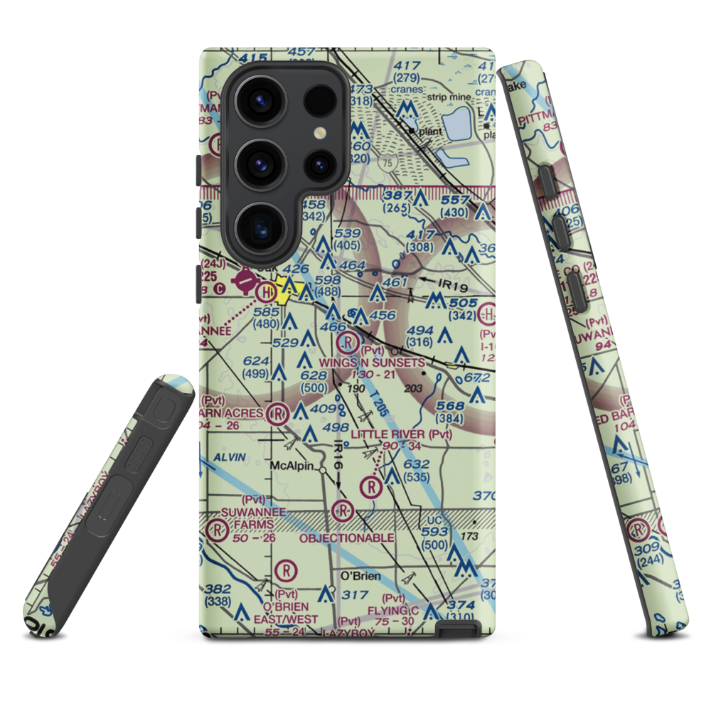 Wings N Sunsets LLC Airport (FL07) VFR Sectional Samsung Phone Case Samsung Galaxy S23 Ultra model shown